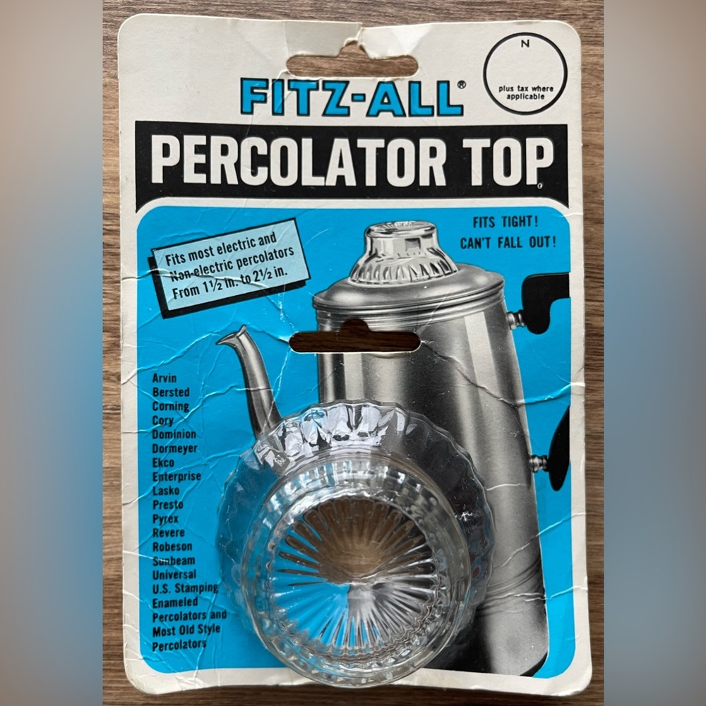 NOS Vintage Replacement Glass Percolator Top FITZ-ALL Model #246 Corningware